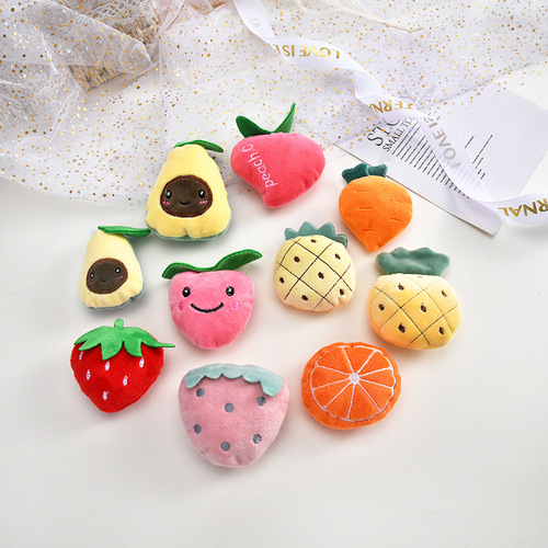 Fabric filled cotton fruit doll plush brooch keychain pendant handmade DIY hairpin material wholesale