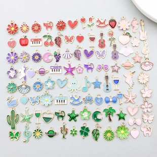 混100款彩色滴油合金貓咪海星系列吊墜掛件diy手鏈項鏈飾品配件