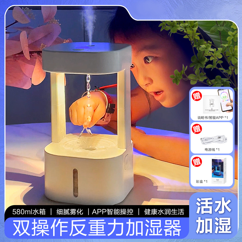 Humidificador de gran pulverización para comercio exterior, humidificador de humedad para sala de estar, dormitorio, purificación de aire, aromaterapia, humidificador antigravedad de escritorio para el hogar