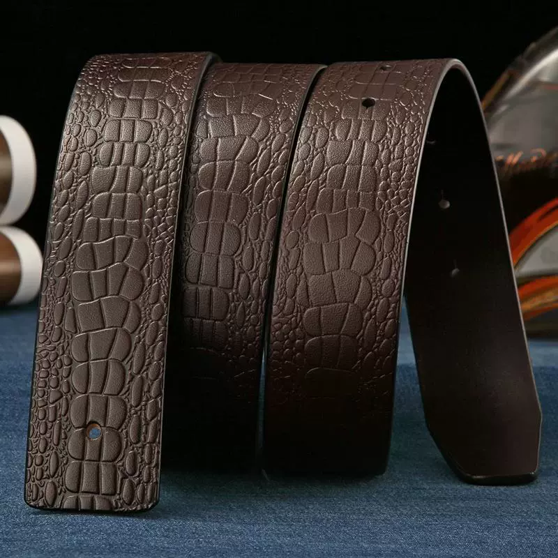Belt men's leather without taking the lead with a smooth buckle and punching the head, the waist strap, no buckle, the male style cowhide without buckle pants band