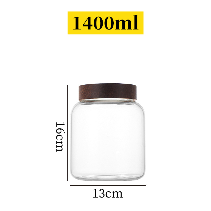 botella de embalaje de cáscara de naranja de gran capacidad alta borosilicato tanque de almacenamiento de vidrio sellado granos gruesos frutas secas jarro de té tapa de madera acacia