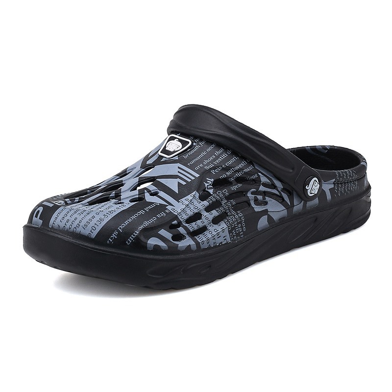 Zapatos de agujero de los hombres zapatillas de moda al aire libre sandalias personalizadas de doble uso hogar cómodo verano cerrado toe sandalias de playa
