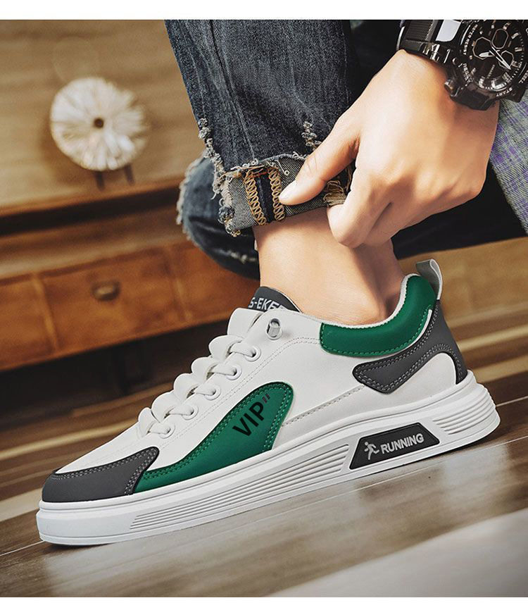Giày sneaker nam đế mềm thoáng khí phối màu, dây thun co giãn, kiểu Hàn — Màu Kaki Z908-1, Z908-1 Trắng Xanh Lục, Z908-1 trắng xanh chi tiết 12