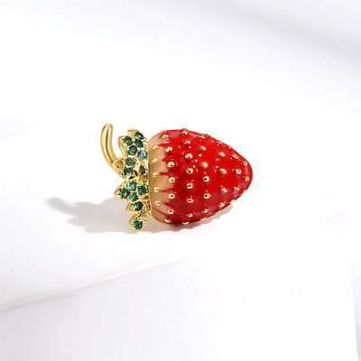 new pattern solar system lovely Small strawberries Brooch personality fruit Emptied Small fragrant wind Pin fashion Accessories wholesale