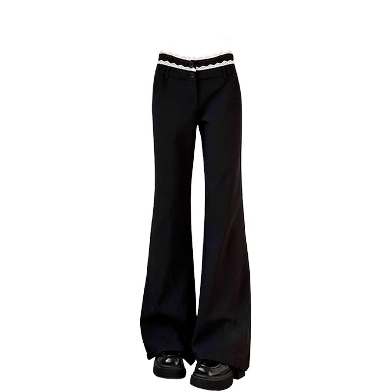plus size American Lace Pants Women's Spring and Autumn Hot Girl Horn Pants Low Waist Casual Pants Small Black Pants plus size American Lace Pants Women's Spring and Autumn Hot Girl Horn Pants Low Waist Casual Pants Small Black Pants