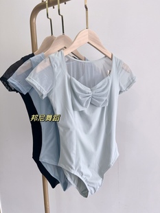 New Dancing Suit Women's Collar All-in-one Suit Short-sleeved Gymnastics Suit Body-building Suit Adult Ballet Practice Suit Slim-fit Black
