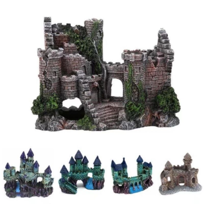 Aquarium Decorations Fish Tank Landscape Ornaments Fish Avoidance Resin Crafts Architecture Castle Small Castle Pyramid