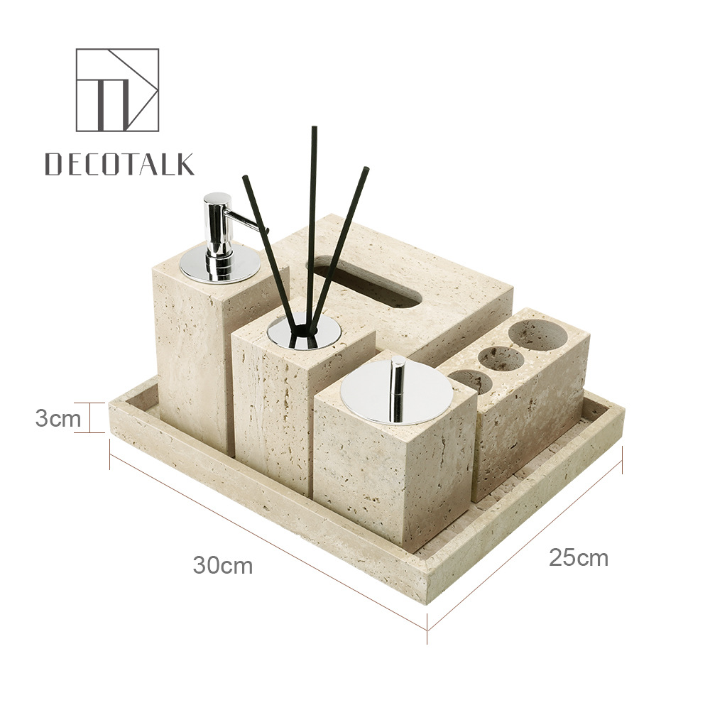 Huangdong Stone Baño de baño de cinco piezas conjunto de lavado conjunto de inodoro de mármol bandeja modelo decoración de la habitación "Viento silencioso"