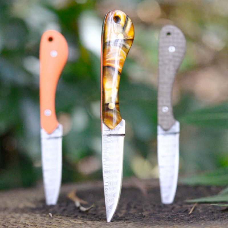 户外激光大马士革纹刀具野外荒野求生战术小直刀防身小刀烤肉小刀