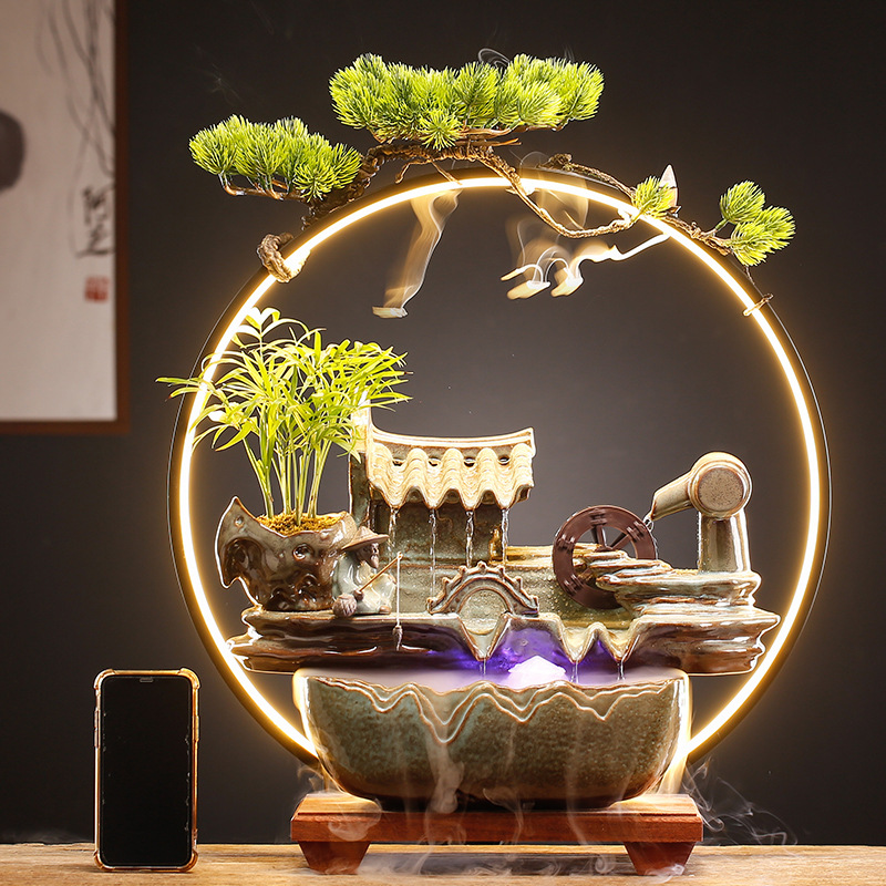 Flowing water Decoration New Chinese style Lucky Landscaping a living room Office desktop originality Housewarming New home The opening gift