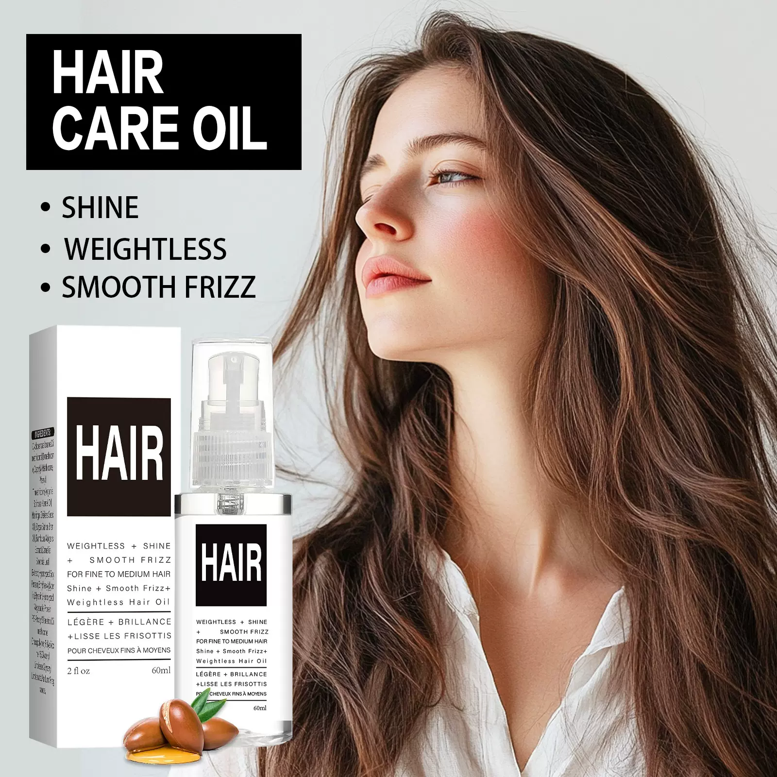 跨境无标护发精油修护改善干枯毛躁顺滑滋润滋养护发精油喷雾60ml