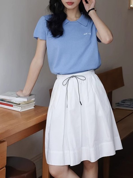 隠し格子の秘密/カレッジミュウ風ポロシャツ半袖レディース夏トップスTシャツ白ショート/もち米は咲かない|undefined