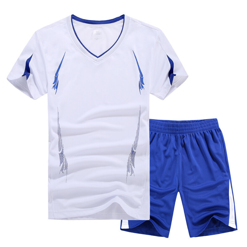 Traje deportivo de tamaño king para hombres de verano running mangas cortas running trajes de fitness para hombres sueltos camisetas de baloncesto de cuello en V dos piezas set
