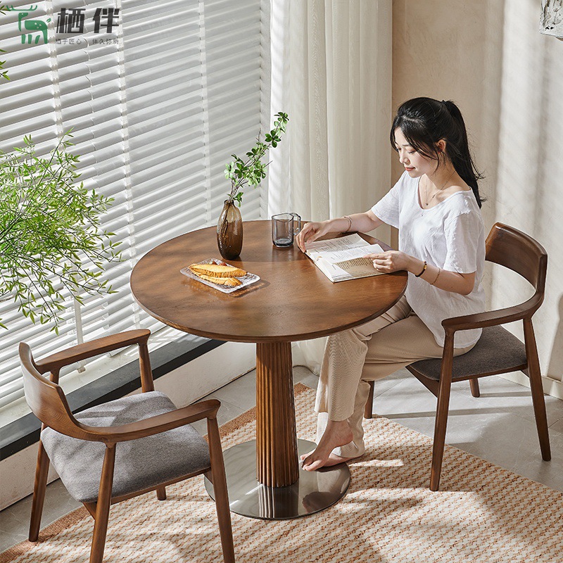 Cross-Border Solid Wood Small Apartment Round Table Cafe B&B Restaurant Balcony Dining Table and Chairs Commercial Tea Table Table and Chair Combination