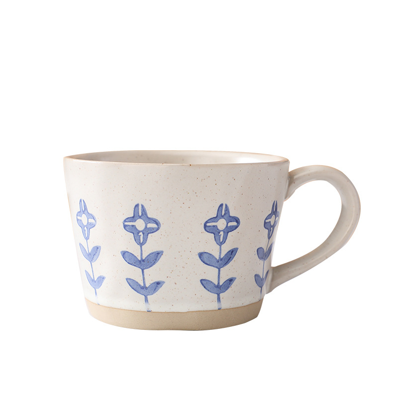 Japanese-style Hand-painted Mug A Unique Design, Niche Rustic Ceramic With Underglaze Decoration, Breakfast Milk Coffee_voghion.com