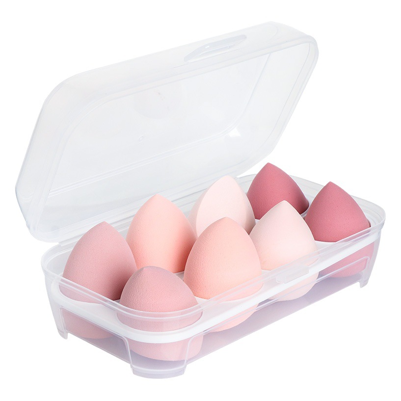 Venta directa de fábrica 4 cuadros 8 cuadros conjunto de soplo de polvo caja ancla caja de huevos caliente caja de almacenamiento de maquillaje de belleza