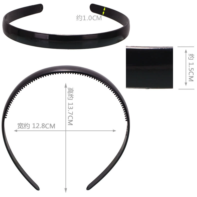 Headband (Hengmai) handmade black, multi-width 0.5–5.0 cm, ultra-light 6 g