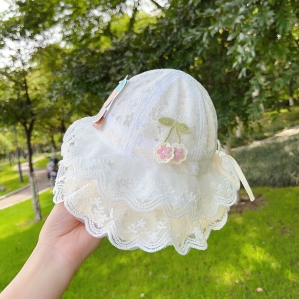 ベビー帽子ベビー調整レースプリンセスかわいい夏薄い漁師帽子サンシェード漁師盆地帽子日焼け止め|undefined
