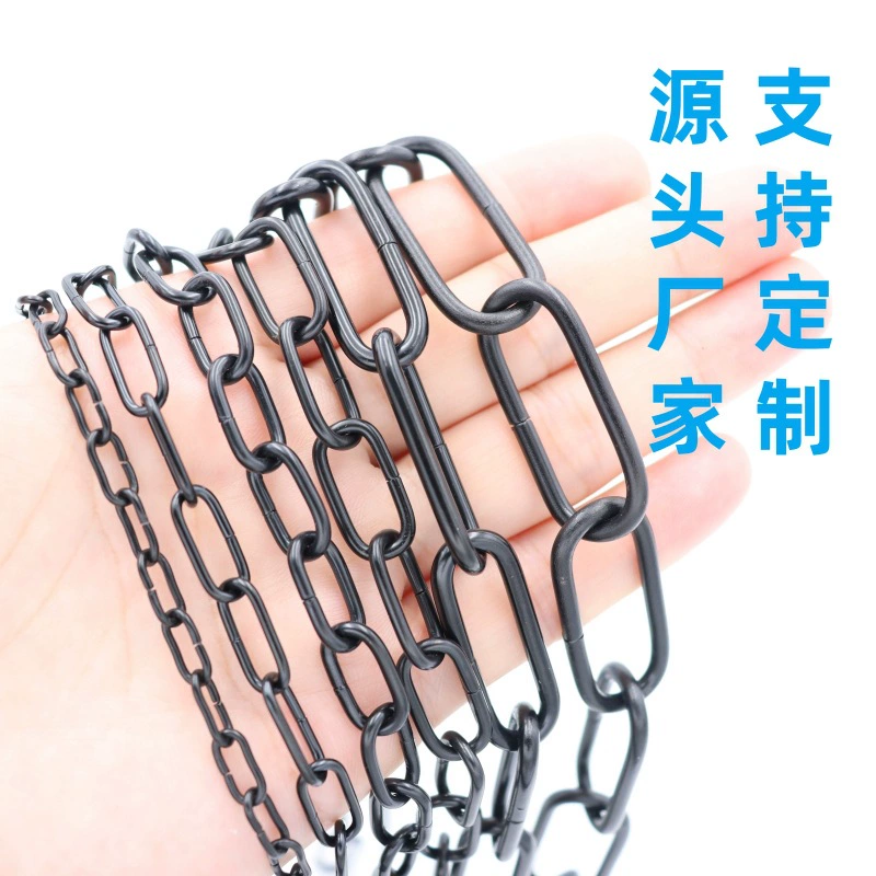 Европейская и американская декоративная цепь с гальваническим покрытием черного цвета, цепь для люстр, цепь для подвесных светильников, цепь для рекламных щитов