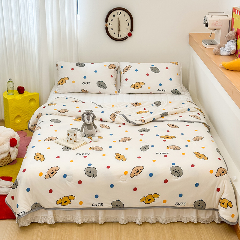 Colcha fresca de verano para niños de clase A, dormitorio de estudiantes, lavadora de aire acondicionado, colcha delgada de verano, núcleo cuatro