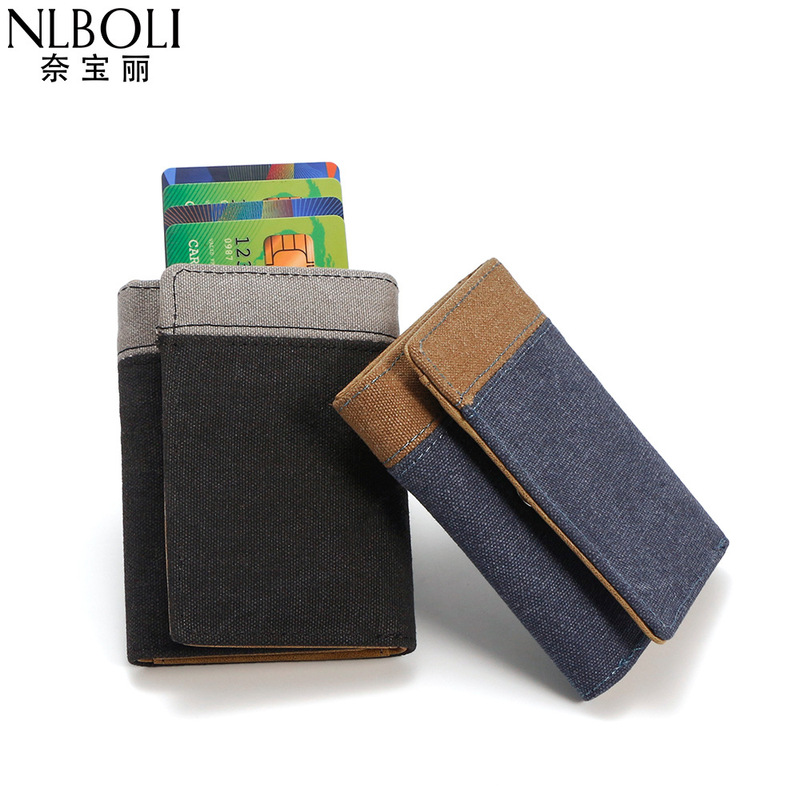 New Men's Wallet Denim Canvas High-end Simple Vertical Three-fold Bag Coin Purse Card Bag Wholesale