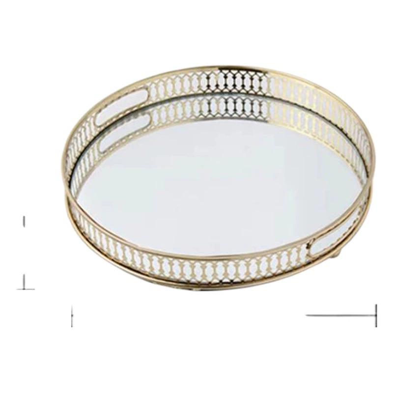 Трансграничный легкий роскошный стеклянный металлический поднос в европейском стиле для гостиной, журнальный столик, прихожая, поднос для хранения, чашка для воды, поднос для чая, украшение
