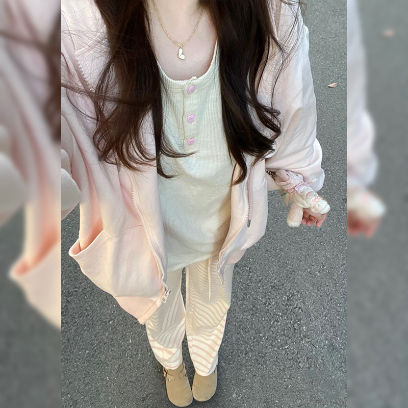 多巴胺卫衣外套女春秋开衫慵懒风拉链休闲上衣2025新爆款运动套装|undefined