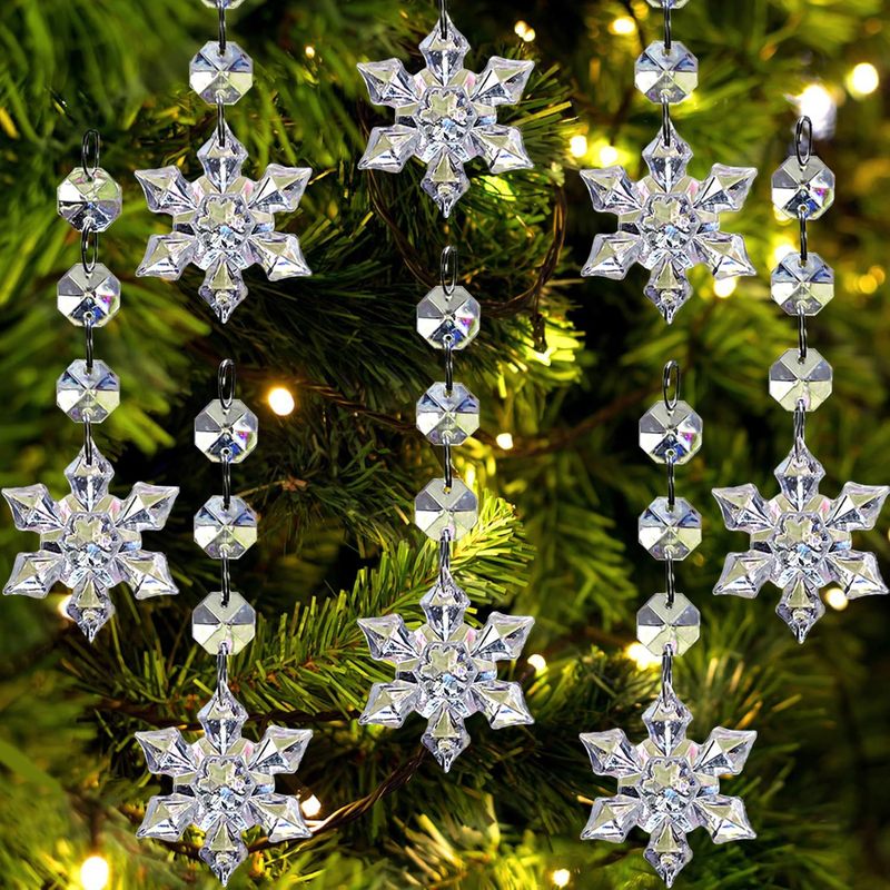 30個のDIYクリスマスクリスタルスノーフレークペンダント、クリスマスアクリル装飾ペンダント、結婚式会場装飾|undefined