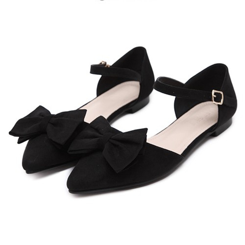 Big Sale Sandals Women's Flats Korean Board Spring and Summer Pointed Toe Flats Heel Buckle Fashion Bow Toe Hollow Flats Women's Shoes