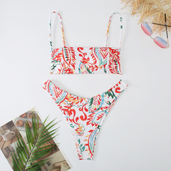 Pit-Stripe Printed Double-Sided Strappy Backless Bikini – Sexy Women's Two-Piece Hot Spring Swimsuit from AliExpress (EU & US)