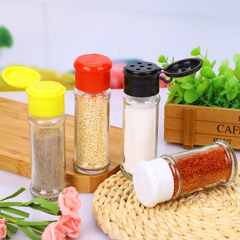 圆形调料瓶翻盖胡椒粉瓶透明玻璃辣椒粉瓶孜然粉调料玻璃瓶储物