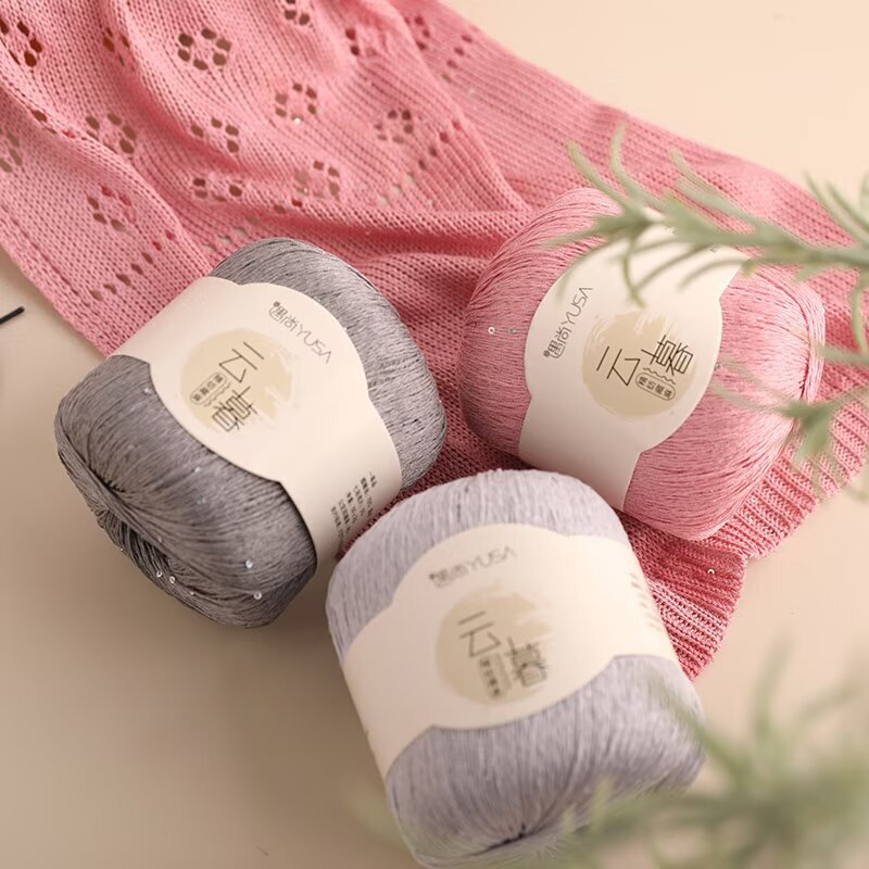 Linen Summer Cut Out Shirt Laser Sequin Lace Thread Linen Hemp Beads Multicolored Sequins Wiring Mohair