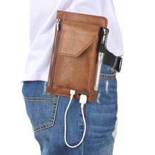 拉链钱包手机包穿皮带挂腰包男老人证件卡槽格层多功能皮套竖式新