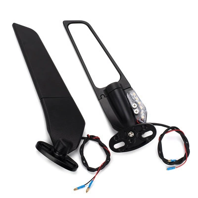 Suitable for stepless 525RR Motorcycle rearview mirror - large-face-wing-mirror-yellow-light-with-light
