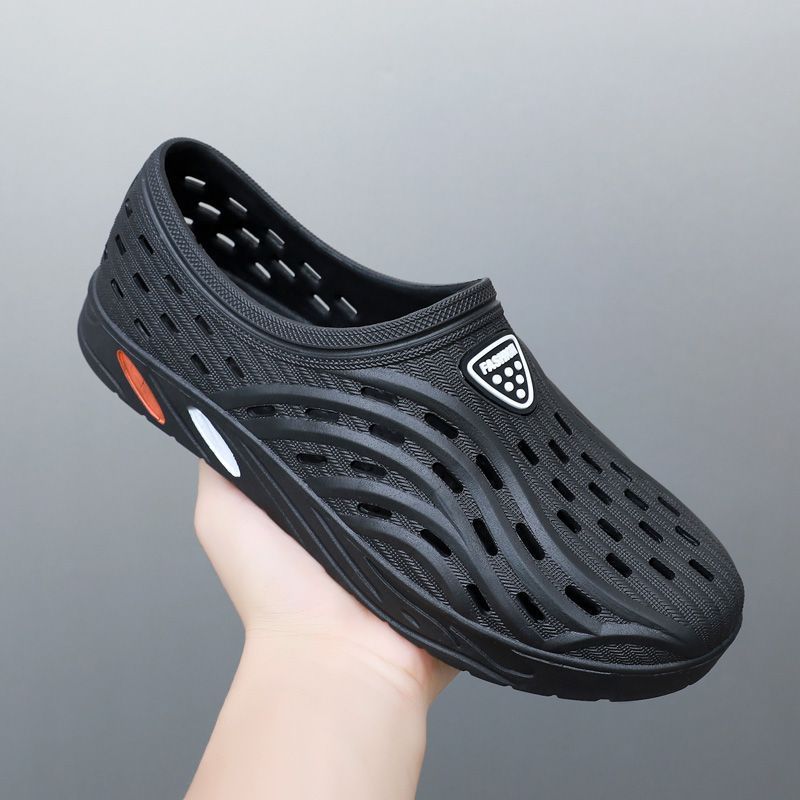 Men's Summer Outerwear Slip-on Shoes with Head Covering, Non-slip Sports Sandals for Driving, Breathable Beach Shoes Trend