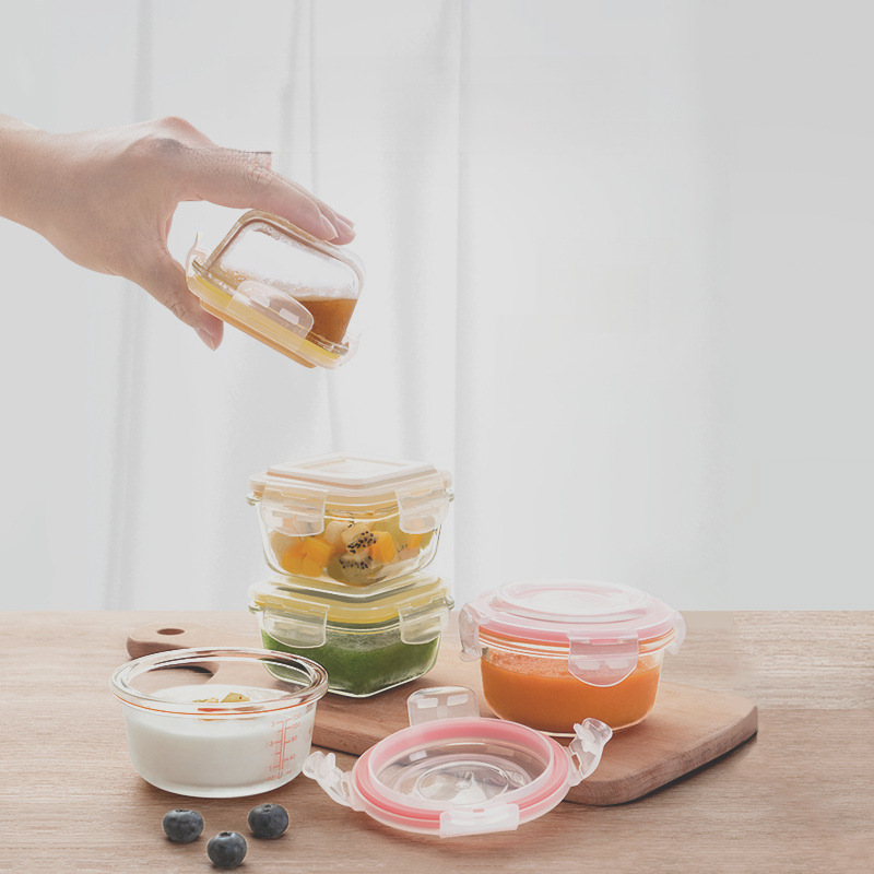 Glass Food Supplement Crisper Baby Baby Food Supplement Tool Sealed Jar Food Grade Steaming Bowl Heating Large Tangxiang