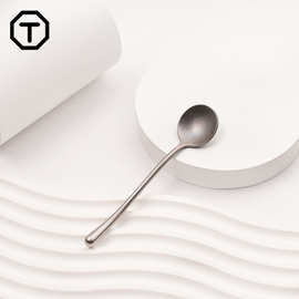 304不锈钢咖啡勺高级感勺子复古小圆勺长柄搅拌勺蜂蜜甜品燕窝勺