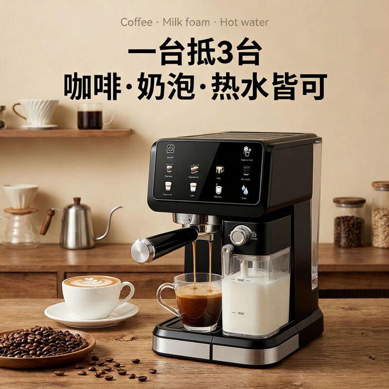 Italian-Style Coffee Machine, Semi-Automatic, High-Pressure Extraction, Automatic Milk Frothing, Smart Color Screen, All-In-One, Cross-Border Spot Delivery Italian-Style Coffee Machine, Semi-Automatic, High-Pressure Extraction, Automatic Milk Frothing, Smart Color Screen, All-In-One, Cross-Border Spot Delivery