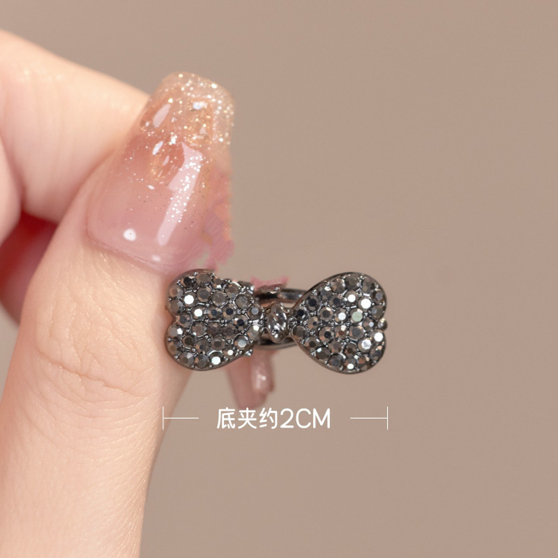 小号水钻蝴蝶结侧边鸭嘴夹子水晶发卡高级感前额碎发夹迷你刘海夹|undefined
