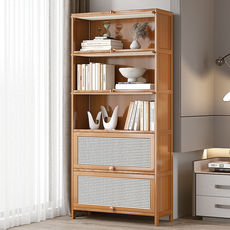 网红书柜带门置物柜实木家用书房客厅落地书架柜子卧室收纳展示柜