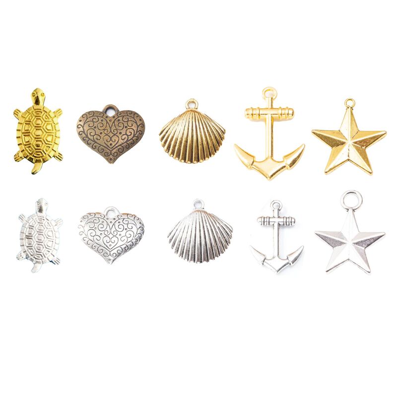 DIY Handmade Jewelry Turtle Heart Anchor Shell Five-Pointed Star Antique Gold Antique Silver Necklace Pendant Accessories DIY Handmade Jewelry Turtle Heart Anchor Shell Five-Pointed Star Antique Gold Antique Silver Necklace Pendant Accessories