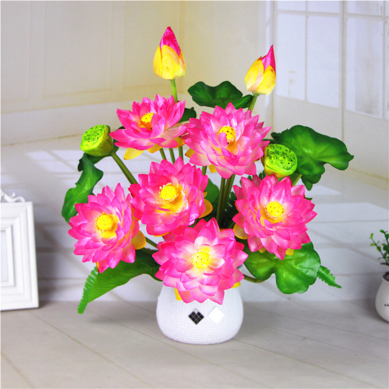 包邮仿真荷花莲花家居供佛专用客厅装饰摆件假花绢花塑料小盆栽厂