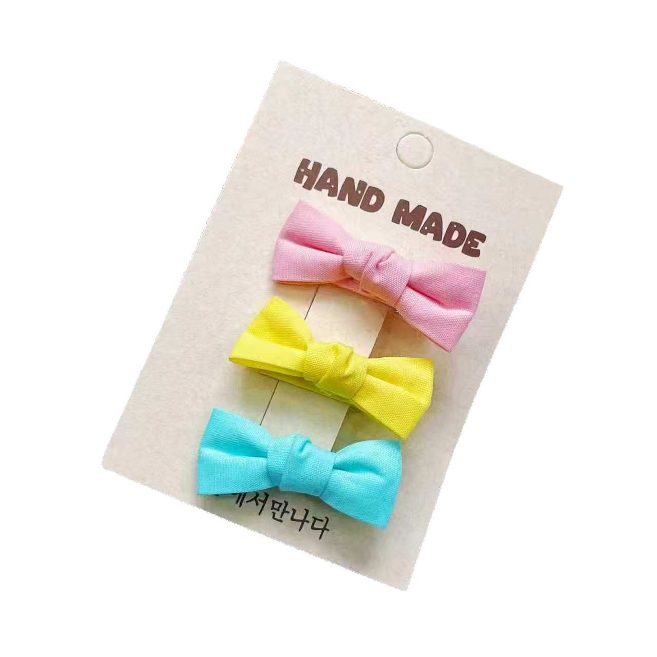 Clip de cabello de tela coreana para niños Clip de cabello de arco lindo Clip de cabello de niña Clip de frangeo lateral Clip de cabello de encaje hecho a mano Clip de cabello