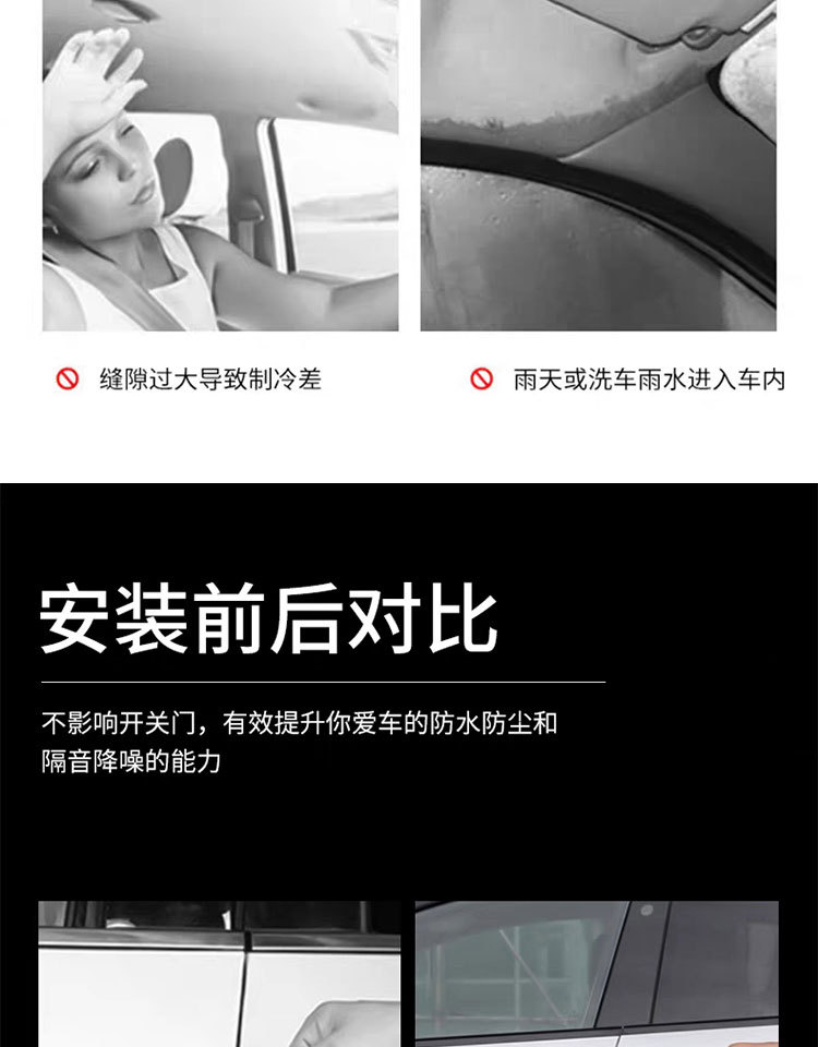 Applicable to the new version of Tesla model 3/Y door sealing strip for the whole car sound insulation and waterproof sealing rubber strip