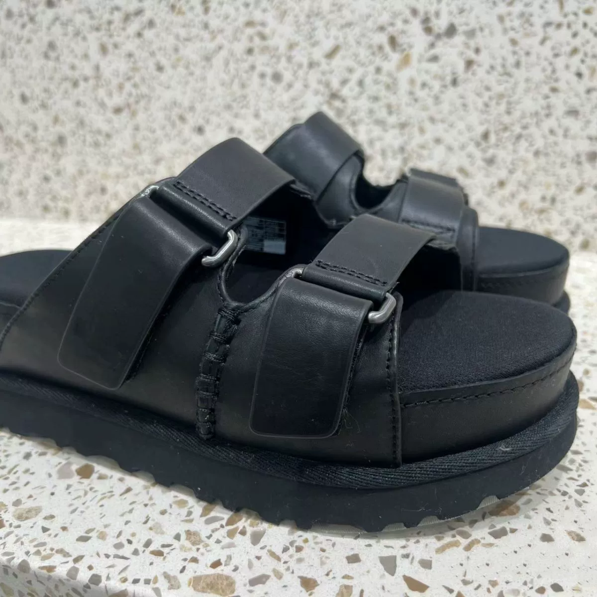 Platform velcro beach sandals, adjustable double straps, platform sole, sizes 34–40