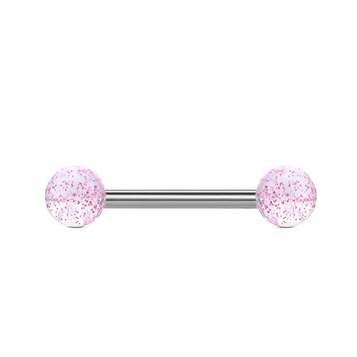 14G European and American stainless steel frosted diamond tongue nail rose gold breast nail ring Amazon cross-border body piercing jewelry