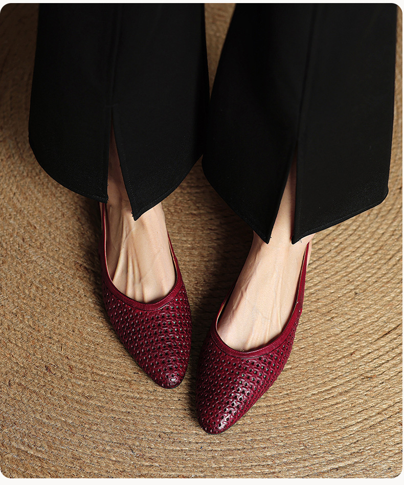 Sandal nữ da bò mũi kín quai sau đế bệt phong cách Hàn Quốc — đen chi tiết 14