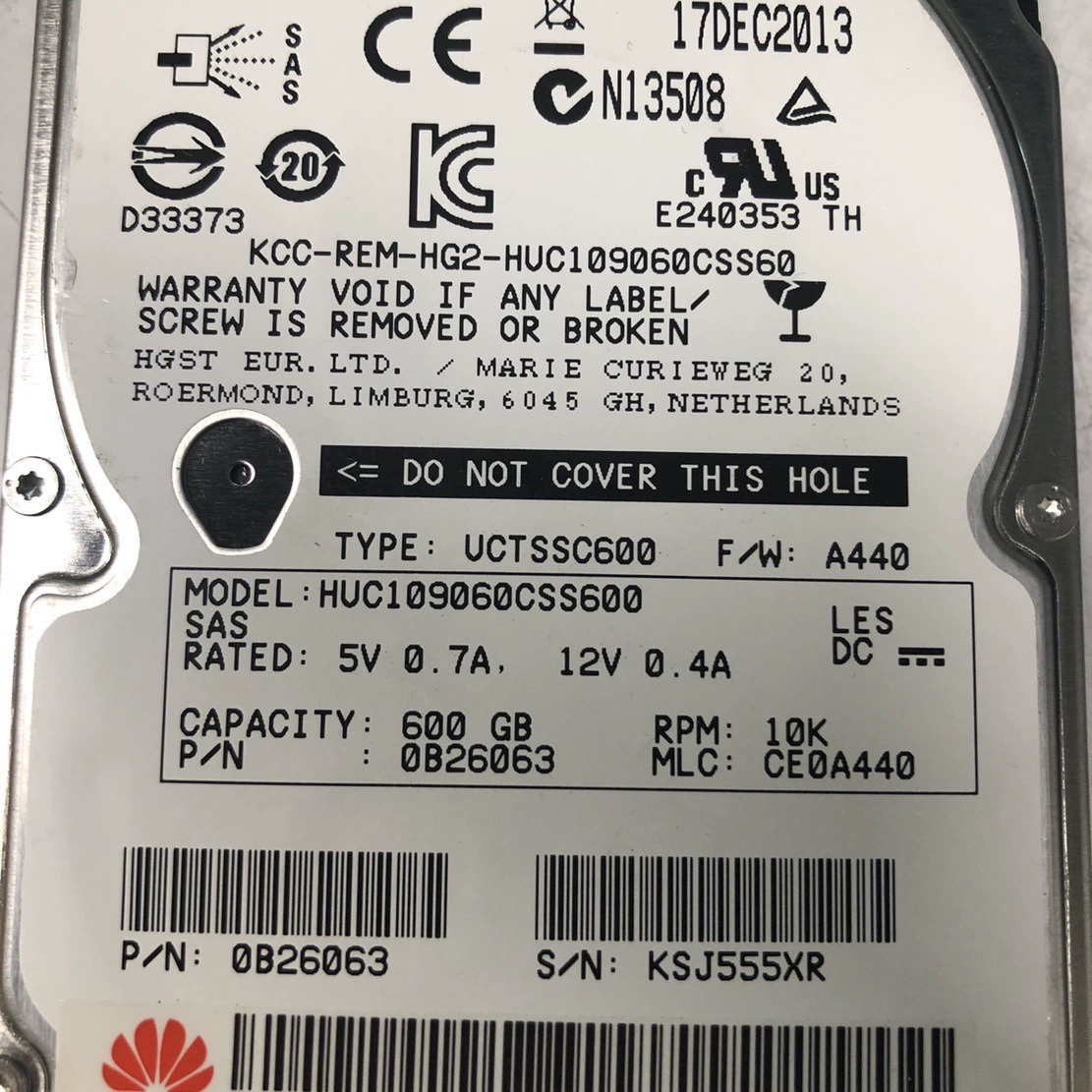 Оригинальный 600G SAS 2.5-дюймовый жесткий диск сервера HUC109060CSS600 серверный диск 6