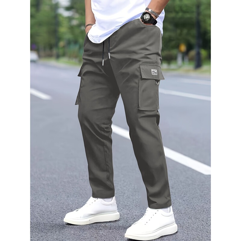 Men's Multi-Pocket Cargo Pants, Jogger Pants, Loose Fit, Comfortable Straight-Leg American-Style Work Pants