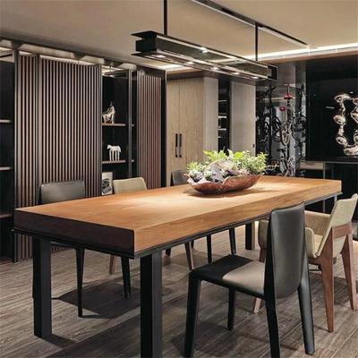 美式复古工业风实木餐桌家用客厅餐厅桌子饭店多人位吃饭桌椅组合|ms